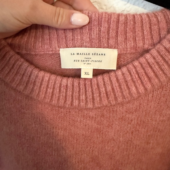 Sezane Dusty Rose Crew Neck Sweater - Picture 3 of 5